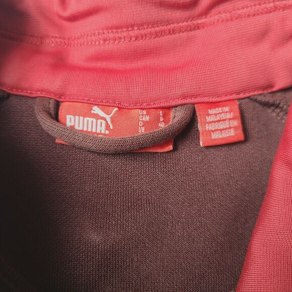 Puma Women’s Full Zip Burgundy Athletic Track Jacket Size Large Maroon - Picture 6 of 10